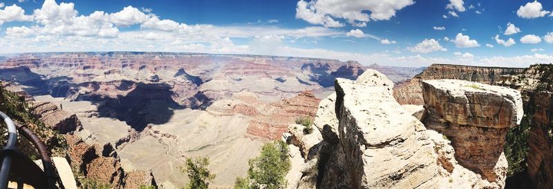 Panoramic view of rock formations against sky