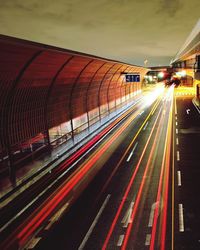 Light trails on highway at night