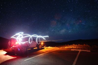 Light trails on road