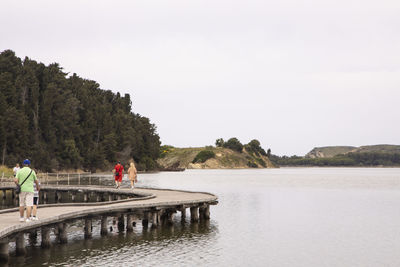 Scenic view of lake against clear sky