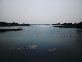 Scenic view of lake against clear sky