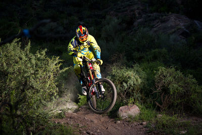 Man cycling on mountain