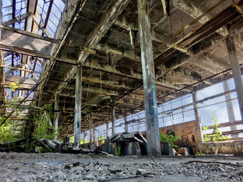 Low angle view of abandoned warehouse