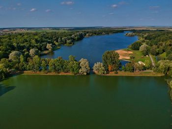 Scenic view of lake against sky