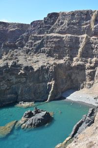 Scenic view of mountain against clear sky