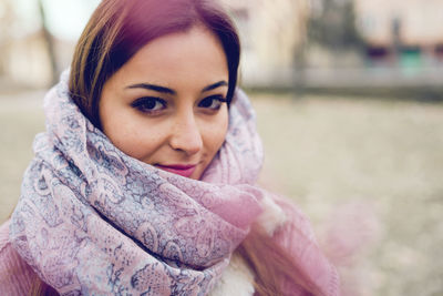 Portrait of young woman in winter