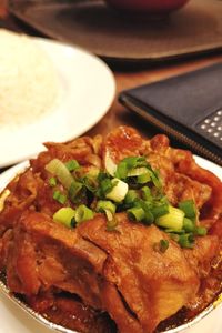 Close-up of meal served in plate