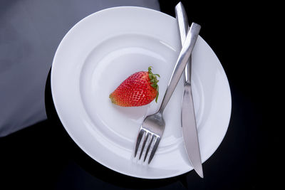 High angle view of dessert in plate on table