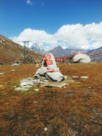 Scenic view of snowcapped mountain against sky