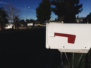 Road sign on road