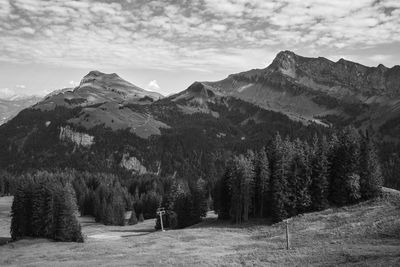 Scenic view of mountains against sky