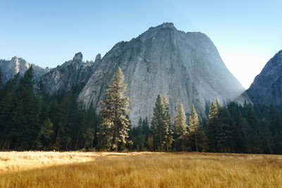 Scenic view of mountain against clear sky