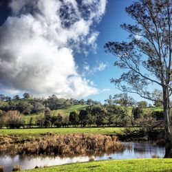 Scenic view of lake against sky