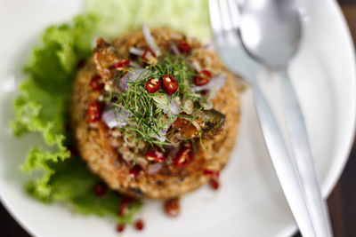 Close-up of food in plate