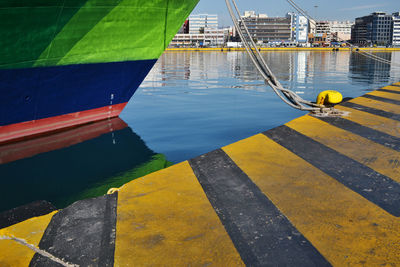 Ship moored on river at harbor