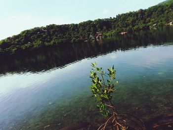 Scenic view of lake against sky