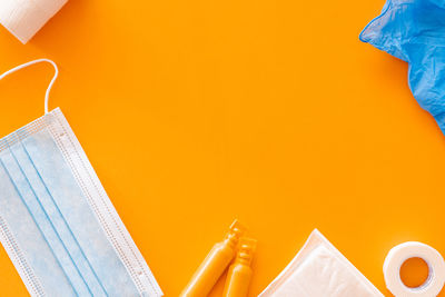 High angle view of books on table