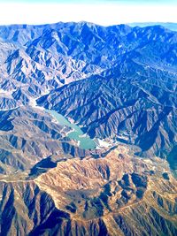 Aerial view of snowcapped mountains