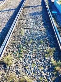 High angle view of railroad tracks