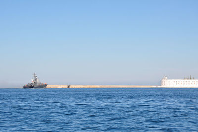 Scenic view of sea against clear sky