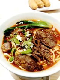 Close-up of soup in bowl