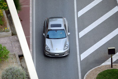 High angle view of car on street