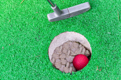 High angle view of ball on table