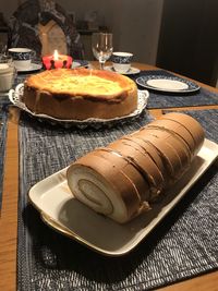 High angle view of cake on table