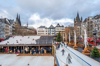 High angle view of buildings in city