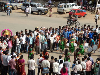 Group of people on street in city