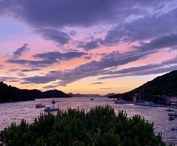 Scenic view of sea against sky at sunset