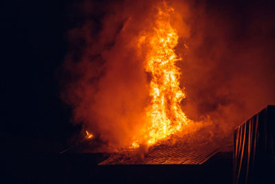 Close-up of fire at night