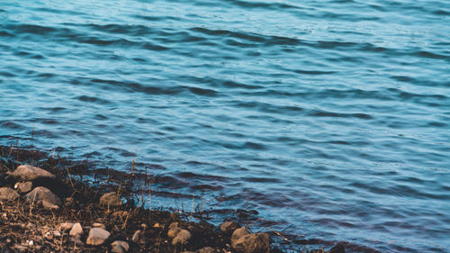 High angle view of sea waves