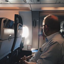 Woman sitting in train