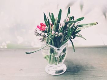 Close-up of flower vase on table