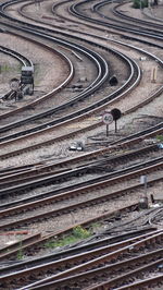 High angle view of railroad tracks