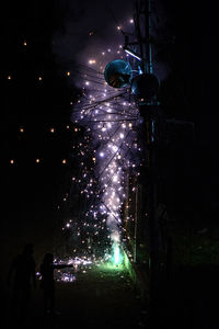 Firework display at night