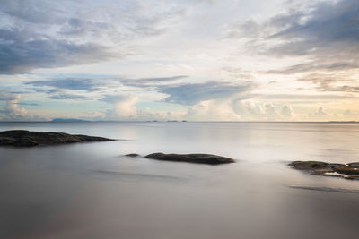 Long exposure capture of coast and ocean on borneo, sabah - malaysia
