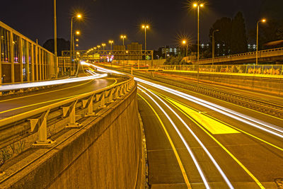 Light trails on highway at night