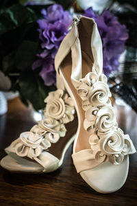 High angle view of shoes on table