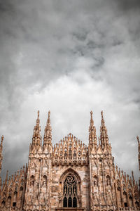 Low angle view of temple building against cloudy sky