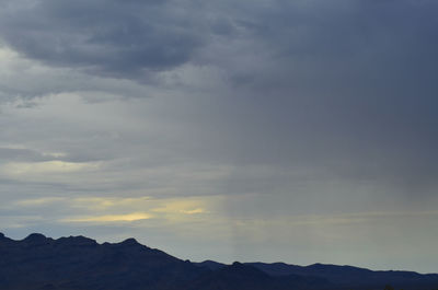 Low angle view of silhouette mountains against sky during sunset