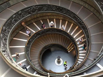 High angle view of spiral staircase in museum