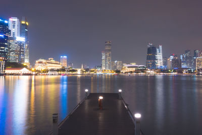 Illuminated buildings in city at night