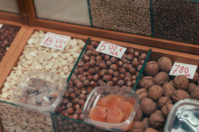 High angle view of food for sale in market