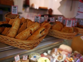 Close-up of bread for sale in store