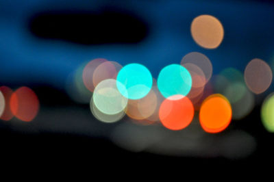 Light trails on colorful lights