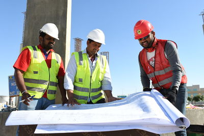 People working on construction site