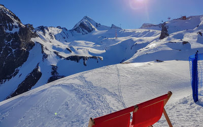 Snow covered mountains against sky