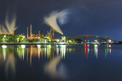 Illuminated city at night